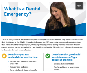 Image of ADA Flyer: What Is A Dental Emergency?